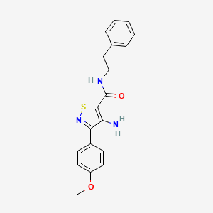 molecular formula C19H19N3O2S B2475633 4-アミノ-3-(4-メトキシフェニル)-N-(2-フェニルエチル)-1,2-チアゾール-5-カルボキサミド CAS No. 1286696-36-3