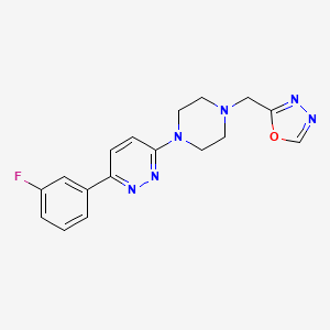 molecular formula C17H17FN6O B2475641 2-[[4-[6-(3-Fluorophenyl)pyridazin-3-yl]piperazin-1-yl]methyl]-1,3,4-oxadiazole CAS No. 2380088-28-6