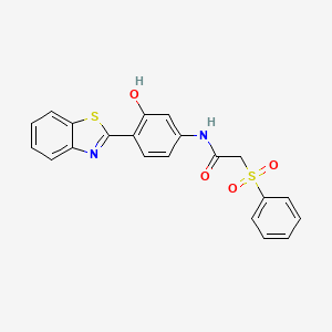 molecular formula C21H16N2O4S2 B2475652 N-(4-(benzo[d]thiazol-2-yl)-3-hydroxyphenyl)-2-(phenylsulfonyl)acetamide CAS No. 898405-82-8