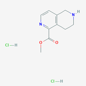 molecular formula C10H14Cl2N2O2 B2475659 5,6,7,8-四氢-2,6-萘啶-1-羧酸甲酯；二盐酸盐 CAS No. 2416236-79-6
