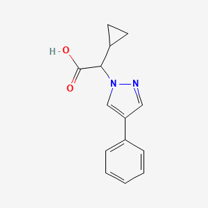 molecular formula C14H14N2O2 B2475665 2-Cyclopropyl-2-(4-phenylpyrazol-1-yl)acetic acid CAS No. 1490690-36-2