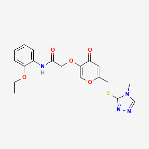 molecular formula C19H20N4O5S B2475672 N-(2-ethoxyphenyl)-2-((6-(((4-methyl-4H-1,2,4-triazol-3-yl)thio)methyl)-4-oxo-4H-pyran-3-yl)oxy)acetamide CAS No. 899951-87-2