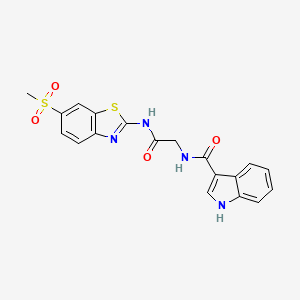 molecular formula C19H16N4O4S2 B2475678 N-(2-((6-(methylsulfonyl)benzo[d]thiazol-2-yl)amino)-2-oxoethyl)-1H-indole-3-carboxamide CAS No. 1226428-49-4