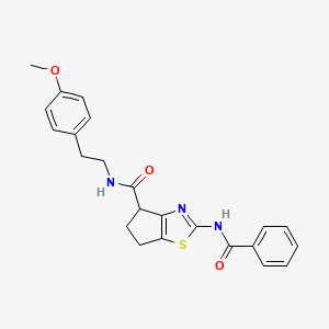 molecular formula C23H23N3O3S B2475681 2-benzamido-N-(4-methoxyphenethyl)-5,6-dihydro-4H-cyclopenta[d]thiazole-4-carboxamide CAS No. 942004-68-4