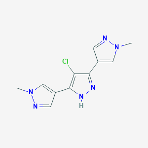 molecular formula C11H12Cl2N6 B2475687 4'-chloro-1,1''-dimethyl-1H,1'H,1''H-4,3':5',4''-terpyrazole CAS No. 1240119-13-4