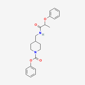 molecular formula C22H26N2O4 B2475696 Phenyl 4-((2-phenoxypropanamido)methyl)piperidine-1-carboxylate CAS No. 1235240-73-9