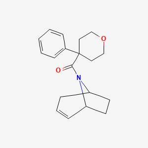 molecular formula C19H23NO2 B2475698 (1R,5S)-8-azabicyclo[3.2.1]oct-2-en-8-yl(4-phenyltetrahydro-2H-pyran-4-yl)methanone CAS No. 1797558-62-3