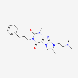 molecular formula C22H28N6O2 B2475709 8-(2-(Dimethylamino)ethyl)-1,7-dimethyl-3-(3-phenylpropyl)-1H-imidazo[2,1-f]purin-2,4(3H,8H)-dion CAS No. 915933-00-5