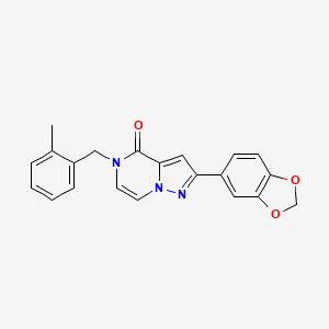 molecular formula C21H17N3O3 B2475712 2-(1,3-benzodioxol-5-yl)-5-(2-methylbenzyl)pyrazolo[1,5-a]pyrazin-4(5H)-one CAS No. 1326928-53-3
