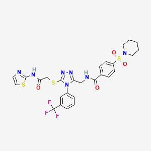 N-((5-((2-oxo-2-(thiazol-2-ylamino)ethyl)thio)-4-(3-(trifluoromethyl)phenyl)-4H-1,2,4-triazol-3-yl)methyl)-4-(piperidin-1-ylsulfonyl)benzamide