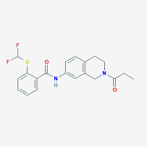 molecular formula C20H20F2N2O2S B2475719 2-((二氟甲基)硫代)-N-(2-丙酰-1,2,3,4-四氢异喹啉-7-基)苯甲酰胺 CAS No. 1797255-25-4