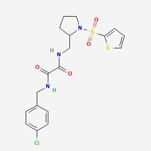 molecular formula C18H20ClN3O4S2 B2475724 N1-(4-氯苄基)-N2-((1-(噻吩-2-磺酰基)吡咯烷-2-基)甲基)草酰胺 CAS No. 896294-03-4