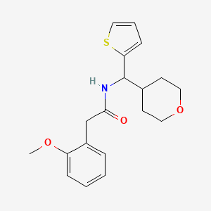 molecular formula C19H23NO3S B2475730 2-(2-甲氧苯基)-N-[(氧杂-4-基)(噻吩-2-基)甲基]乙酰胺 CAS No. 2097921-18-9