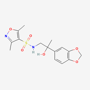 molecular formula C15H18N2O6S B2475731 N-(2-(benzo[d][1,3]dioxol-5-yl)-2-hydroxypropyl)-3,5-dimethylisoxazole-4-sulfonamide CAS No. 1396675-52-7
