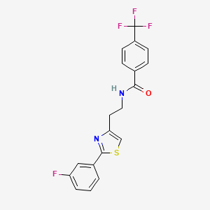 molecular formula C19H14F4N2OS B2475739 N-{2-[2-(3-fluorophenyl)-1,3-thiazol-4-yl]ethyl}-4-(trifluoromethyl)benzamide CAS No. 933230-93-4