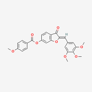 molecular formula C26H22O8 B2475740 (Z)-3-氧代-2-(3,4,5-三甲氧基苄亚lidene)-2,3-二氢苯并呋喃-6-基 4-甲氧基苯甲酸酯 CAS No. 858769-20-7