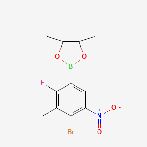 molecular formula C13H16BBrFNO4 B2475746 4-溴-2-氟-3-甲基-5-硝基苯硼酸二缩甲醇酯 CAS No. 2377609-19-1