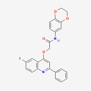 molecular formula C25H19FN2O4 B2475750 N-(2,3-dihydro-1,4-benzodioxin-6-yl)-2-[(6-fluoro-2-phenylquinolin-4-yl)oxy]acetamide CAS No. 1114835-56-1