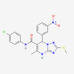 molecular formula C20H17ClN6O3S B2475753 N-(4-chlorophenyl)-5-methyl-2-(methylthio)-7-(3-nitrophenyl)-4,7-dihydro[1,2,4]triazolo[1,5-a]pyrimidine-6-carboxamide CAS No. 901242-86-2