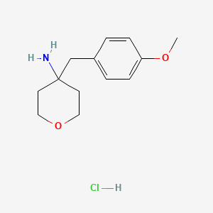 molecular formula C13H20ClNO2 B2475769 4-[(4-甲氧基苯基)甲基]恶烷-4-胺盐酸盐 CAS No. 1380300-44-6