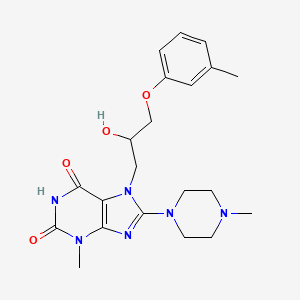 molecular formula C21H28N6O4 B2475771 7-[2-Hydroxy-3-(3-methylphenoxy)propyl]-3-methyl-8-(4-methylpiperazin-1-yl)purine-2,6-dione CAS No. 868146-67-2