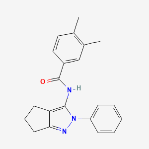 molecular formula C21H21N3O B2475776 3,4-二甲基-N-(2-苯基-2,4,5,6-四氢环戊[c]吡唑-3-基)苯甲酰胺 CAS No. 1209235-76-6
