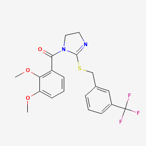 molecular formula C20H19F3N2O3S B2475780 (2,3-二甲氧基苯基)-[2-[[3-(三氟甲基)苯基]甲硫基]-4,5-二氢咪唑-1-基]甲苯酮 CAS No. 851805-64-6