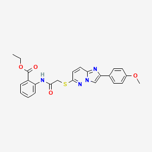 molecular formula C24H22N4O4S B2475783 Ethyl 2-(2-((2-(4-methoxyphenyl)imidazo[1,2-b]pyridazin-6-yl)thio)acetamido)benzoate CAS No. 896286-85-4