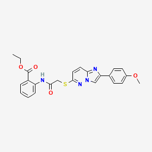 molecular formula C24H22N4O4S B2475783 2-(2-((2-(4-甲氧基苯基)咪唑并[1,2-b]哒嗪-6-基)硫代)乙酰氨基)苯甲酸乙酯 CAS No. 896286-85-4