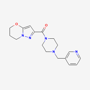 molecular formula C17H21N5O2 B2475786 (6,7-dihydro-5H-pyrazolo[5,1-b][1,3]oxazin-2-yl)(4-(pyridin-3-ylmethyl)piperazin-1-yl)methanone CAS No. 1448043-84-2