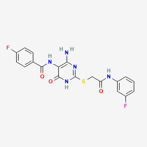 N-(4-amino-2-((2-((3-fluorophenyl)amino)-2-oxoethyl)thio)-6-oxo-1,6-dihydropyrimidin-5-yl)-4-fluorobenzamide
