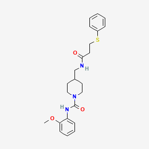 N-(2-methoxyphenyl)-4-((3-(phenylthio)propanamido)methyl)piperidine-1-carboxamide