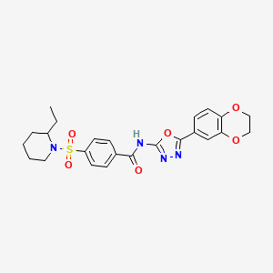 N-(5-(2,3-dihydrobenzo[b][1,4]dioxin-6-yl)-1,3,4-oxadiazol-2-yl)-4-((2-ethylpiperidin-1-yl)sulfonyl)benzamide