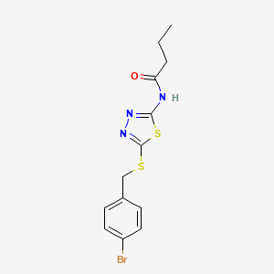 molecular formula C13H14BrN3OS2 B2475794 N-(5-((4-bromobenzyl)thio)-1,3,4-thiadiazol-2-yl)butyramide CAS No. 392302-59-9