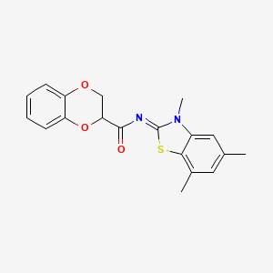 (Z)-N-(3,5,7-trimethylbenzo[d]thiazol-2(3H)-ylidene)-2,3-dihydrobenzo[b][1,4]dioxine-2-carboxamide