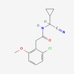 molecular formula C14H15ClN2O2 B2475819 2-(2-Chloro-6-methoxyphenyl)-N-[cyano(cyclopropyl)methyl]acetamide CAS No. 1645410-00-9