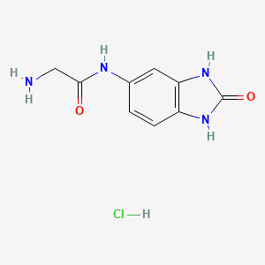 molecular formula C9H11ClN4O2 B2475843 2-氨基-N-(2-氧代-2,3-二氢-1H-1,3-苯并二唑-5-基)乙酰胺盐酸盐 CAS No. 1172261-79-8