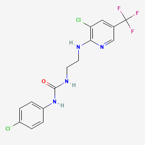 molecular formula C15H13Cl2F3N4O B2475847 N-(4-chlorophenyl)-N'-(2-{[3-chloro-5-(trifluoromethyl)-2-pyridinyl]amino}ethyl)urea CAS No. 338409-01-1