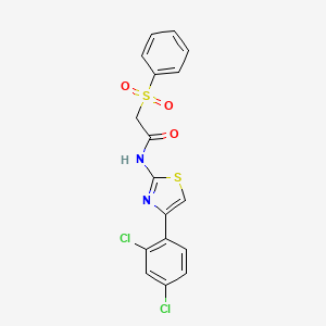 molecular formula C17H12Cl2N2O3S2 B2475858 N-(4-(2,4-dichlorophenyl)thiazol-2-yl)-2-(phenylsulfonyl)acetamide CAS No. 895460-26-1