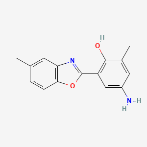 molecular formula C15H14N2O2 B2475861 4-Amino-2-methyl-6-(5-methyl-1,3-benzoxazol-2-yl)phenol CAS No. 838900-43-9