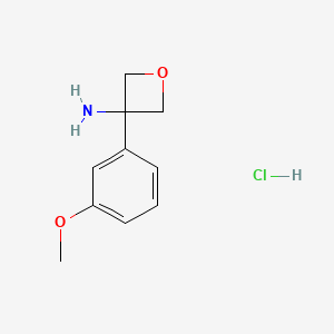 molecular formula C10H14ClNO2 B2475868 3-(3-Methoxyphenyl)oxetan-3-amine hydrochloride CAS No. 1332765-95-3
