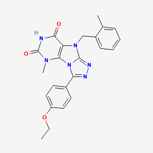 molecular formula C23H22N6O3 B2475871 8-(4-Ethoxyphenyl)-1-methyl-5-[(2-methylphenyl)methyl]purino[8,9-c][1,2,4]triazole-2,4-dione CAS No. 921540-35-4