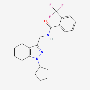 molecular formula C21H24F3N3O B2475875 N-((1-cyclopentyl-4,5,6,7-tetrahydro-1H-indazol-3-yl)methyl)-2-(trifluoromethyl)benzamide CAS No. 1448135-16-7