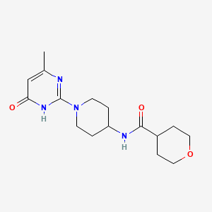 molecular formula C16H24N4O3 B2475887 N-(1-(4-methyl-6-oxo-1,6-dihydropyrimidin-2-yl)piperidin-4-yl)tetrahydro-2H-pyran-4-carboxamide CAS No. 1904225-30-4