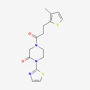 molecular formula C15H17N3O2S2 B2475895 4-(3-(3-Methylthiophen-2-yl)propanoyl)-1-(thiazol-2-yl)piperazin-2-one CAS No. 2310158-46-2