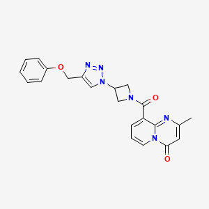 molecular formula C22H20N6O3 B2475897 2-methyl-9-(3-(4-(phenoxymethyl)-1H-1,2,3-triazol-1-yl)azetidine-1-carbonyl)-4H-pyrido[1,2-a]pyrimidin-4-one CAS No. 1903913-93-8