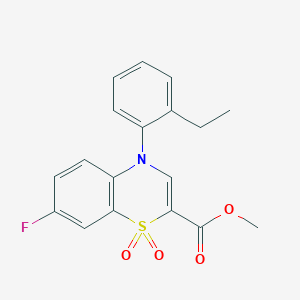 molecular formula C18H16FNO4S B2475931 4-(2-乙基苯基)-7-氟-4H-1,4-苯并噻嗪-2-羧酸甲酯 1,1-二氧化物 CAS No. 1291831-96-3