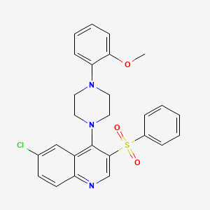 molecular formula C26H24ClN3O3S B2475932 6-氯-4-(4-(2-甲氧苯基)哌嗪-1-基)-3-(苯磺酰基)喹啉 CAS No. 902909-99-3