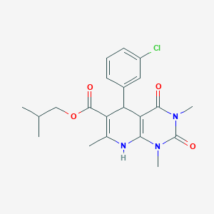 molecular formula C21H24ClN3O4 B2475933 Isobutyl 5-(3-chlorophenyl)-1,3,7-trimethyl-2,4-dioxo-1,2,3,4,5,8-hexahydropyrido[2,3-d]pyrimidine-6-carboxylate CAS No. 868144-63-2