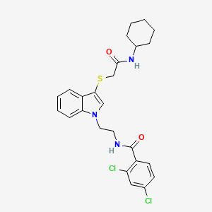 2,4-dichloro-N-(2-(3-((2-(cyclohexylamino)-2-oxoethyl)thio)-1H-indol-1-yl)ethyl)benzamide